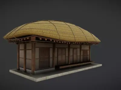 Korean Traditional House Thatched House 02 Low-poly 3D model