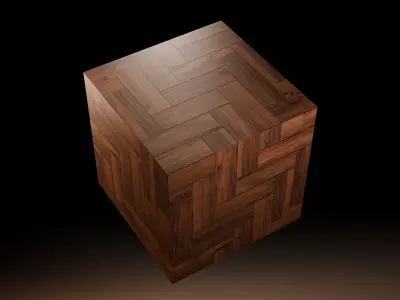 Procedural Dark Oak Herringbone Texture
