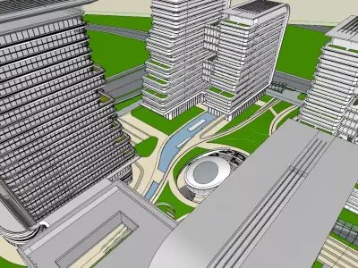 Contemporary highrise building facade  3D model