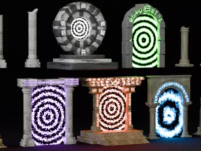 5 Ancient Magic Portals 3D model