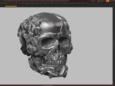 skull robot head a05 3d print model 3D print model