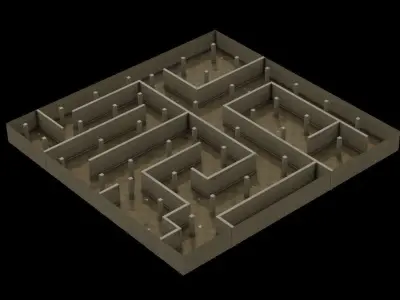 Horror Maze Office Game Environment Low-poly 3D model