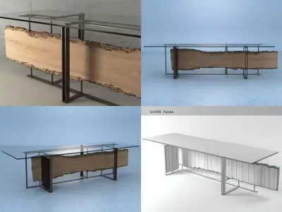 Cornice four different tables with glass tops 3D model