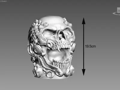 Robot Skull Headphone Stand 3D print model