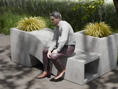 Concrete Bench 3D model get