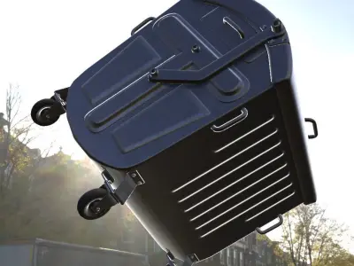 Old Metal Garbage Trash Container Low-Poly Low-poly 3D model