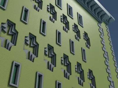 Reichsbahn Berlin Castle Plaster Yellow Low-poly 3D model