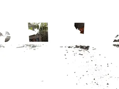 Broken Windows Glass and Cracked Mirrors and Glass Debris 3D model