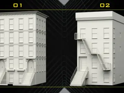 30 Detailed Building Base Mesh - Vol 07 Low-poly 3D model