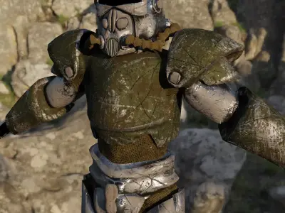 T-51b Fallout New Vegas low poly PBR Low-poly 3D model