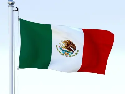 Animated Mexico Flag Low-poly 3D model