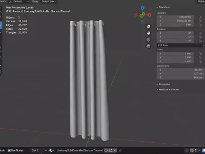 Lineberry Solid Color Max Blackout Thermal Curtain Low-poly 3D model