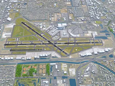 West Palm Beach Airport 10km Low-poly 3D model
