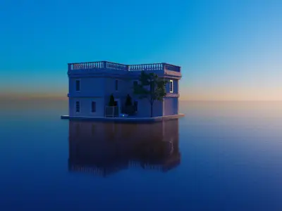 Building house floating in water Free 3D model
