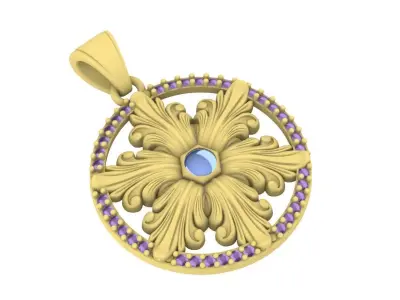 Flower Diamond Gold Pendant Design 3D print model