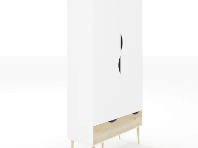 Diana 2 Drawer and 2 Door Wardrobe 3D model