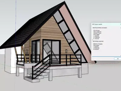 A-Frame House with Terrace Modern Cabin 3D Model 3D model