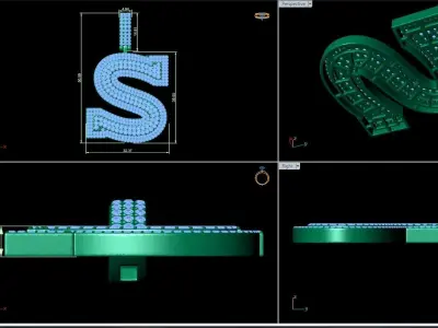 Alphabet Latter S Diamond Pendent 3D print model