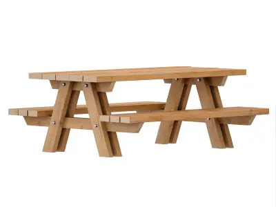 Outdoor Wooden Picnic Table 3D model