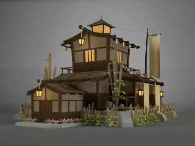 Samurai House Low poly Low-poly 3D model