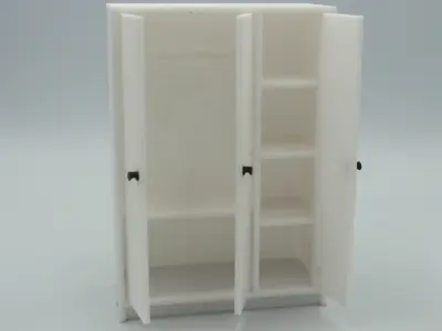 Simple Wardrobe with functional doors and hanger support 3D print model
