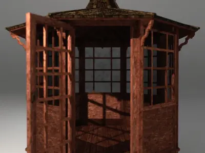 Gazebo wooden Low-poly 3D model