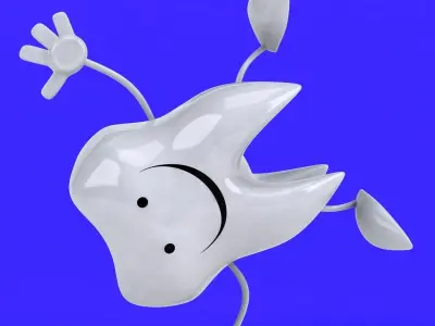 Fun tooth character 3D model