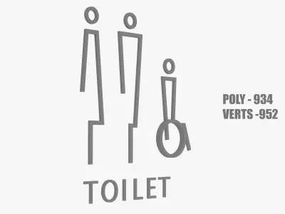Toilet Door Sign 3D model