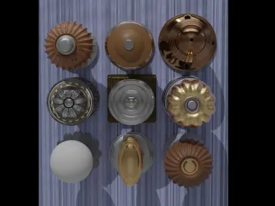 9 Door Knobs 3D model