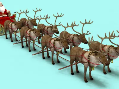  Santa in Sleigh with Reindeers  purchase