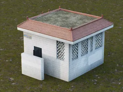 modern Chinese-style public restroom Low-poly 3D model