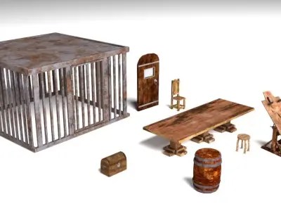 Dungeon Furniture Low-poly 3D model