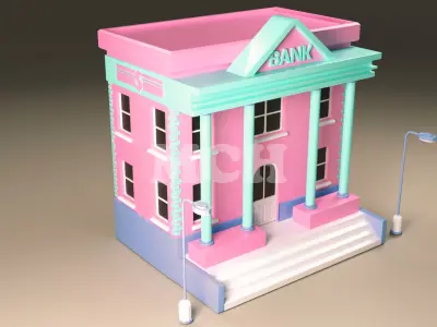isometric Bank Low-poly 3D model