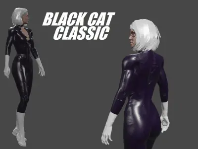 Black Cat Classical Costume - ANIMATED Low-poly 3D model