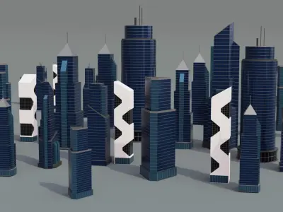 Low poly Buildings Pack 2 Low-poly 3D model
