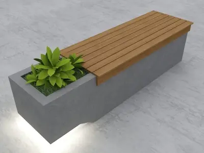 Modern Bench Street and Garden 9 3D model