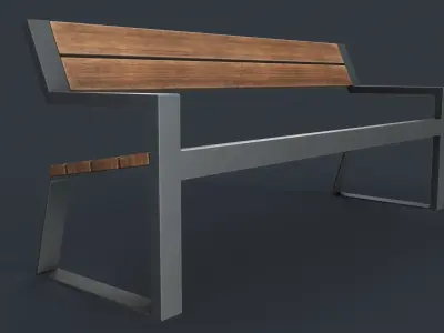 Modern Outdoor Bench 10 PBR Game Ready Low-poly 3D model