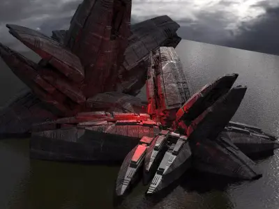 Dark Star Wreck design Kitbash 3D model