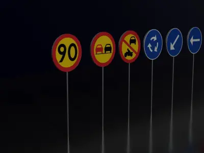 Swedish Road Signs Low-poly 3D model