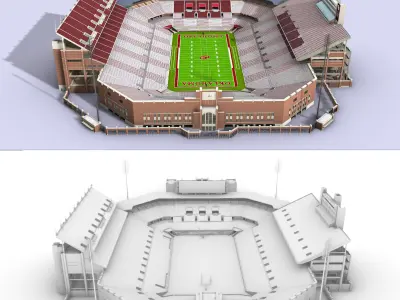 Owen Field Stadium Oklahoma USA Low-poly 3D model