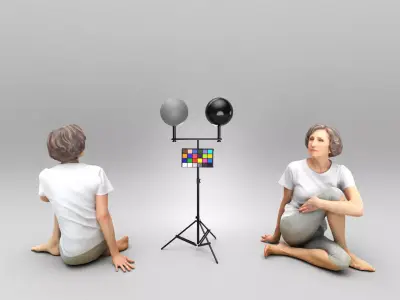 Mature woman sitting on floor 451 Low-poly 3D model