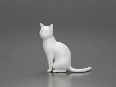 Beautiful girl Sit Near Her Cat 3D print model