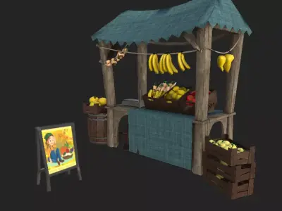 Stylised Shop Low-poly 3D model