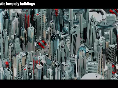 35 Futuristic Buildings VOL 2 Low-poly 3D model