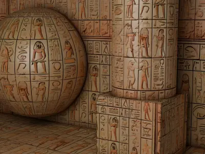Ancient Egypt Hieroglyphs - VOL 3 - 9 Seamless PBR  Texture
