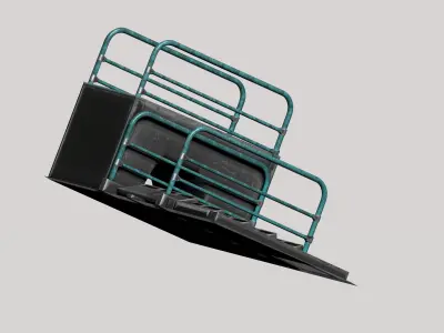 Sci-fi metal stairs with rail Low-poly 3D model