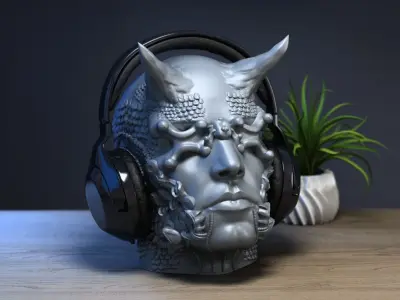 Demon human robot headphone Stand 3D print model