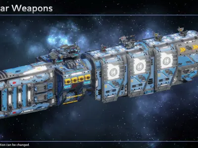 Spaceship Frigate Wyrm Low-poly 3D model