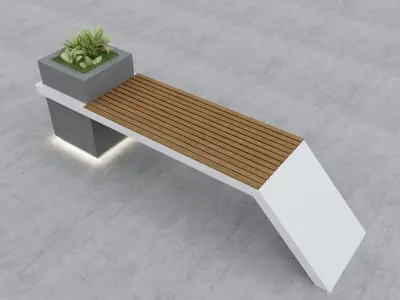 Modern Bench Street and Garden 4 3D model