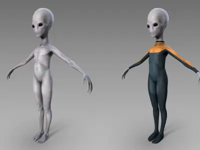 Grey Alien Low-poly 3D model